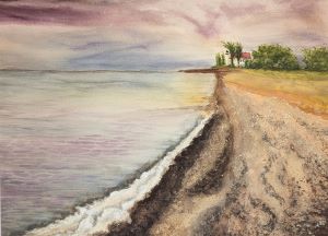 original watercolor painting of Lake Michigan